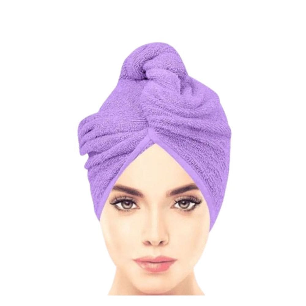 Touca BanhoTurbante Cabelo Microfibra Anti Frizz Lilás Premium