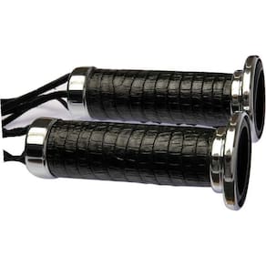 Manopla Para Motos Custom Couro Preto 25Mm 1 Universal