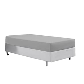 Lençol Avulso Com Elástico Cama Solteiro 400 Fio Cinza