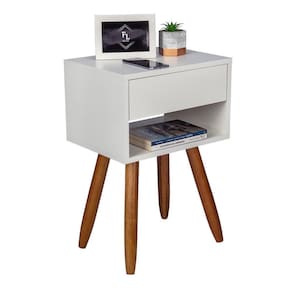 Mesa Cabeceira Retro 40Cm Pé Palito Castanho Envio Montada