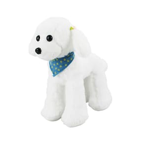 Cachorro Branco Poodle Bandana 30Cm - Pelúcia