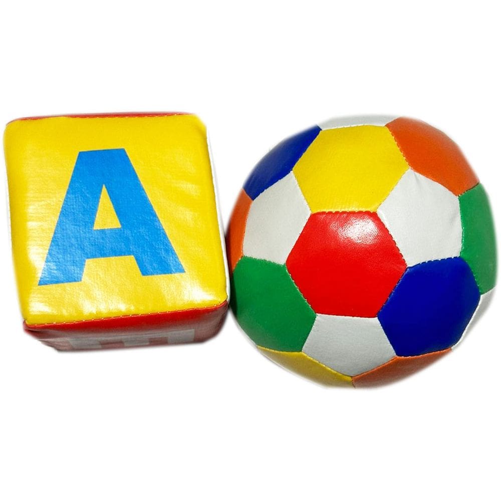 Brinquedo Para Bebe Bola Baby Macia + Dado Guizo Colors 2 Pecas Educativo
