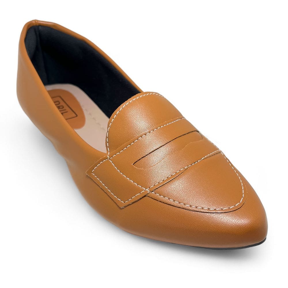 Sapatilha Mocassim Feminino Bico Fino Recortes com Pesponto