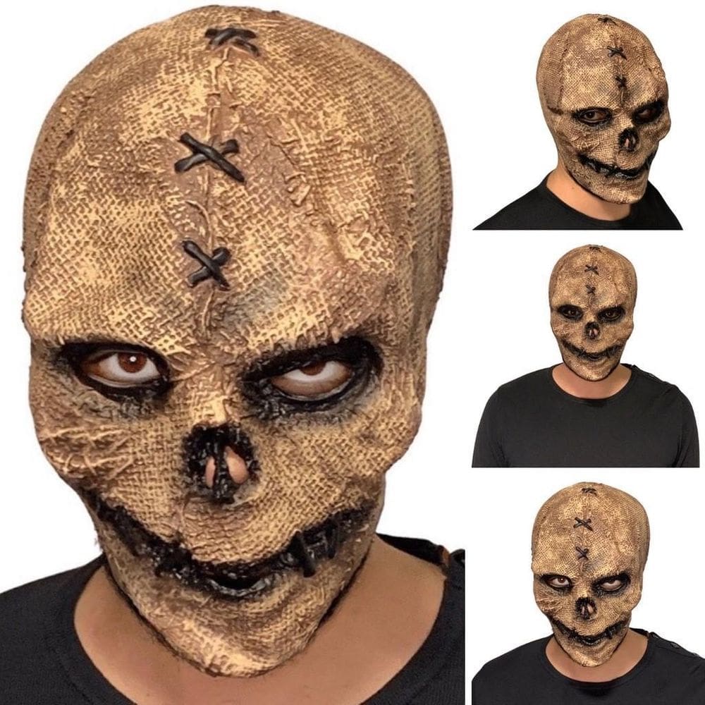Máscara Látex Caveira Costurado Scarecrow Espantalho Terror