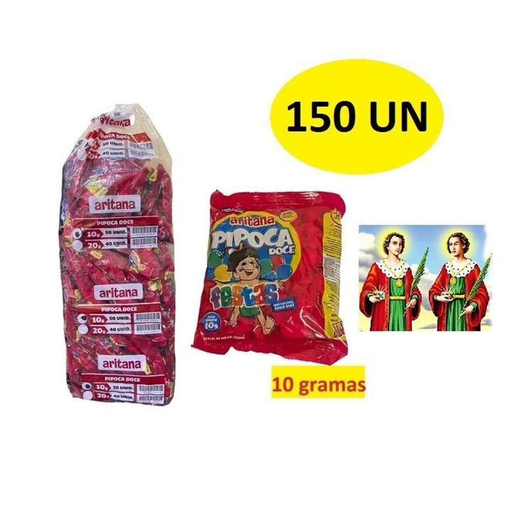 Mini Pipoca Doce Com 150 Unidades De 10Gr Cosme Damião