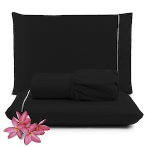Jogo Cama Lençol Unique Queen 400 Fios Ponto Palito - Preto