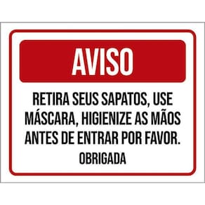 Kit 3 Placa Retira Sapatos Máscara Higienize Mãos 36X46