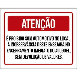 Kit 10 Placa Som Automotivo Encerramento Aluguel 36X46