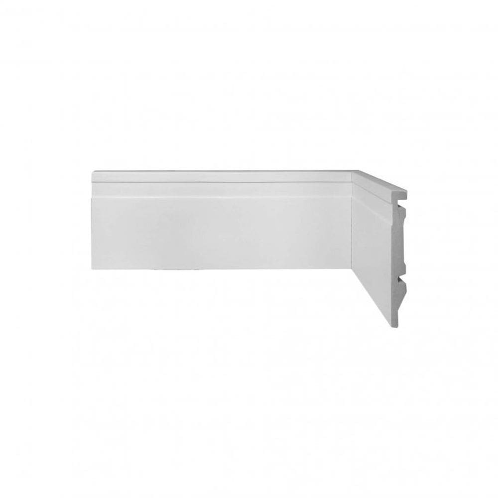 Kit com 5 Rodapé de Poliestireno 10cm X 15mm Frisado Metro Linear Casa Grassi Branco