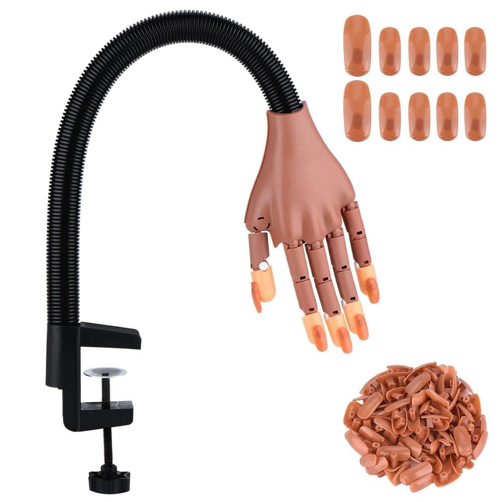 Mão Articulável De Treino Manicure Com Garra + 105 Unhas