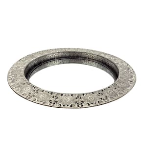 Bandeja Prata Redonda Metal Com Espelho 35Cm M