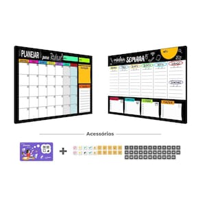 Quadros Planejadores Mensal E Semanal + 55 Imãs + Tecnologia