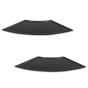 Kit C/2 Prato Leque Japonês Sushi Sashimi Tray Preto Liso