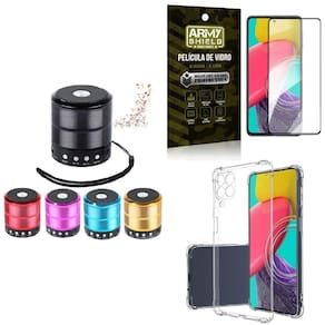 Kit Capa Samsung M53 5G + Mini Som Bluetooth + Película 3D