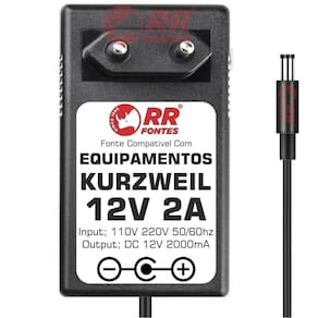 Fonte 12V Para Teclado Piano Kurzweil Kp100 Kp-100 Sp47 Sp76