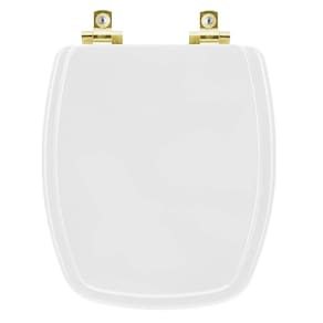Assento Sanitário com Amortecedor Laguna Branco para vaso Hervy com Ferragem Dourada