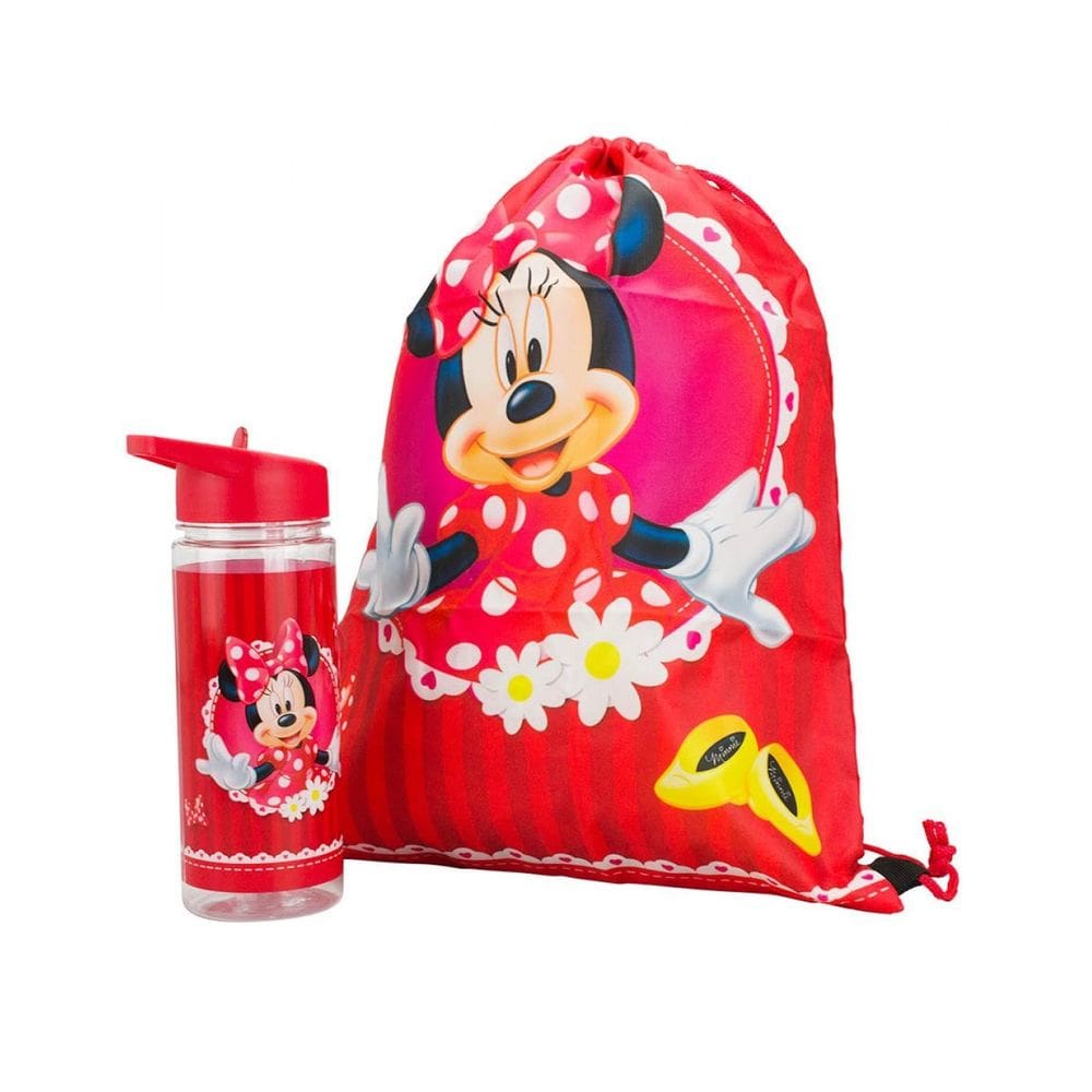 Garrafa Minnie 450Ml Mochila Tipo Saco 30X43Cm - Disney
