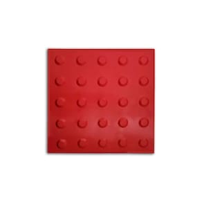 Piso Tátil 10Pçs Borracha Pvc 25X25 Alerta Vermelho