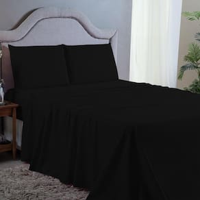Roupa de Cama Queen Premium Percal 400 Fios Preto