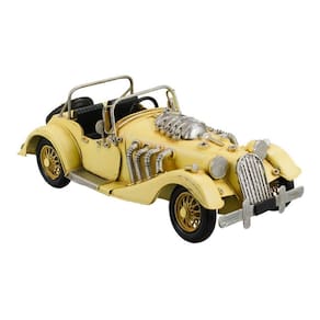 Miniatura Retrô Carro Antigo Amarelo Conversível 29cm