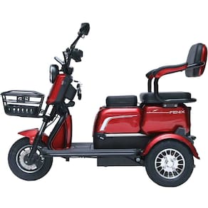 Triciclo Elétrico 750W Dois Assentos Cadeiras Ré Alarme Bagageiro Fenix Vermelho