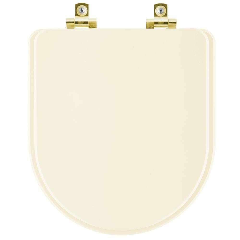 Assento Sanitário com Fechamento Lento Oxford Creme para vaso Deca com Ferragem Dourada