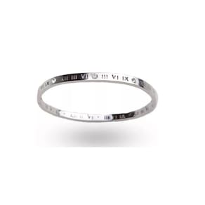 Pulseira Algarismos Números Romanos Bracelete Aço Prateado
