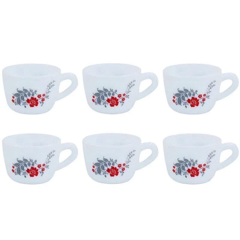 Jogo Xícaras Vidro Branca Scarlet Chá Café 6 Peças 130Ml