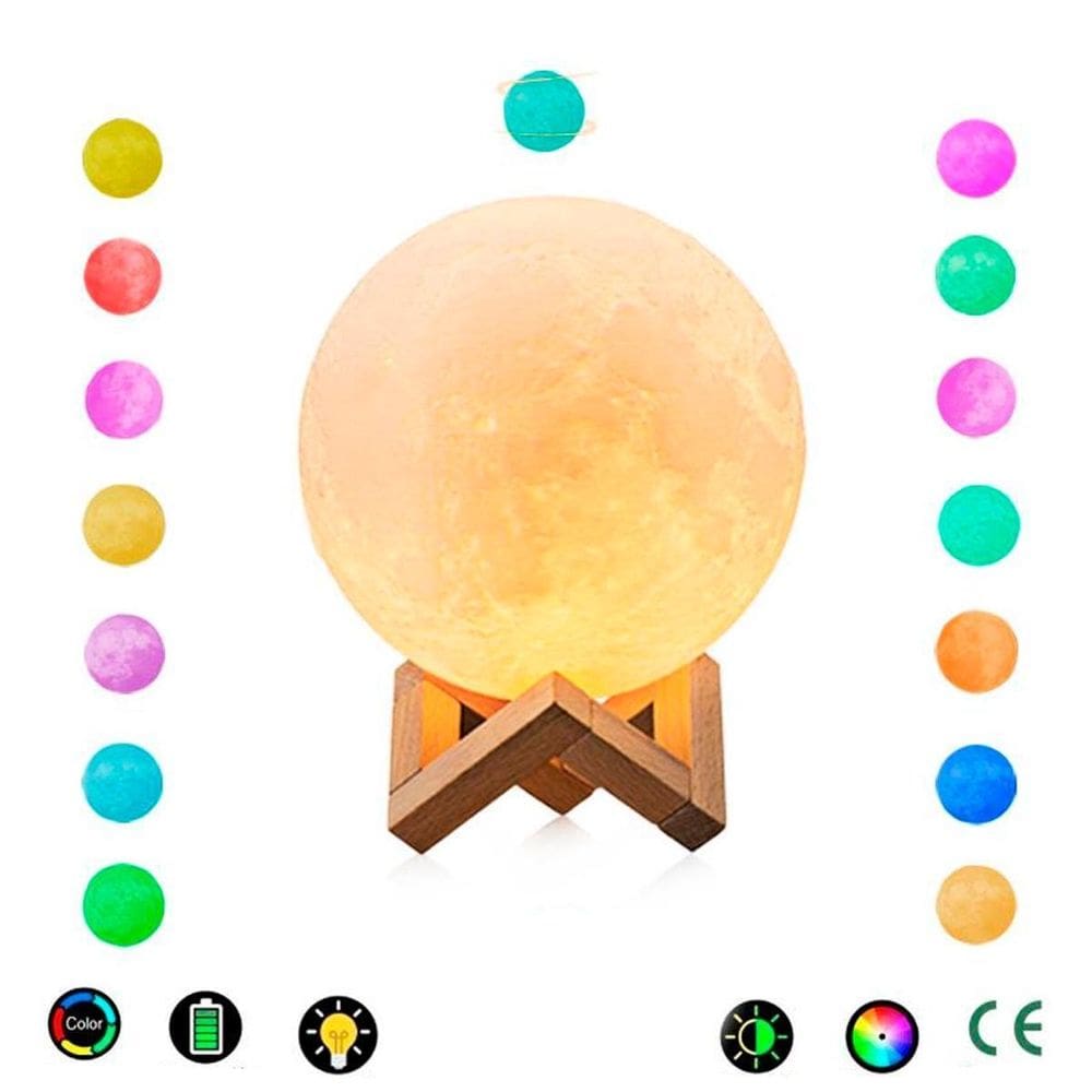 Abajur Umidificador Difusor Ar Lua Cheia 3D Luminária Rgb