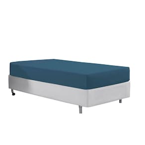 Lençol Avulso Com Elástico Cama Solteiro 400 Fios Macio Azul