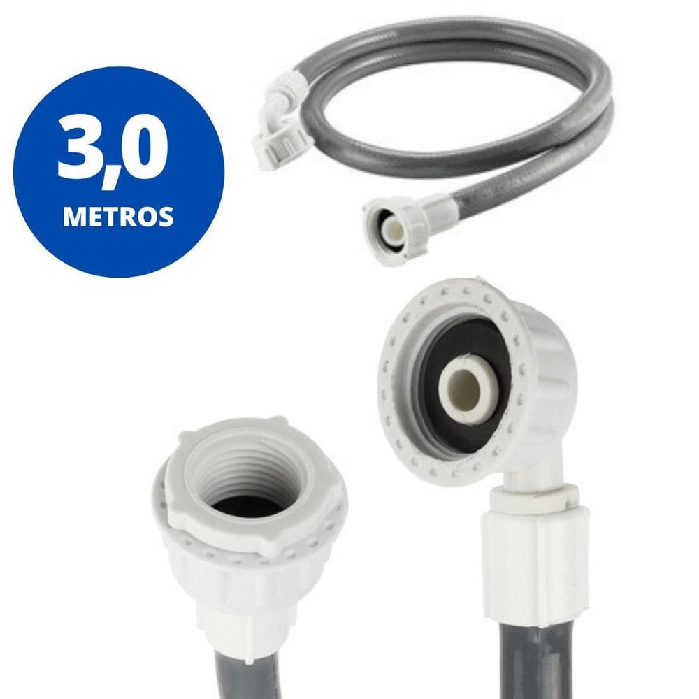 Mangueira Entrada Água Máquina Lavar Universal 3M Metros