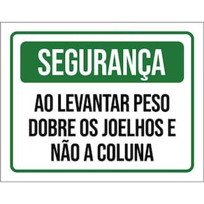 Kit 3 Placas Segurança Levantar Peso Dobre Joelhos 36X46