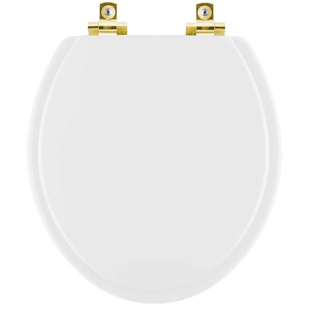 Assento Sanitário com Amortecedor Colonial Branco para vaso Hervy com Ferragem Dourada