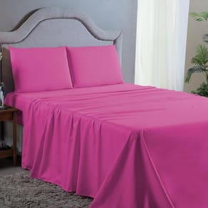 Roupa de Cama Queen 4 pç Percal 400 Fios Pink