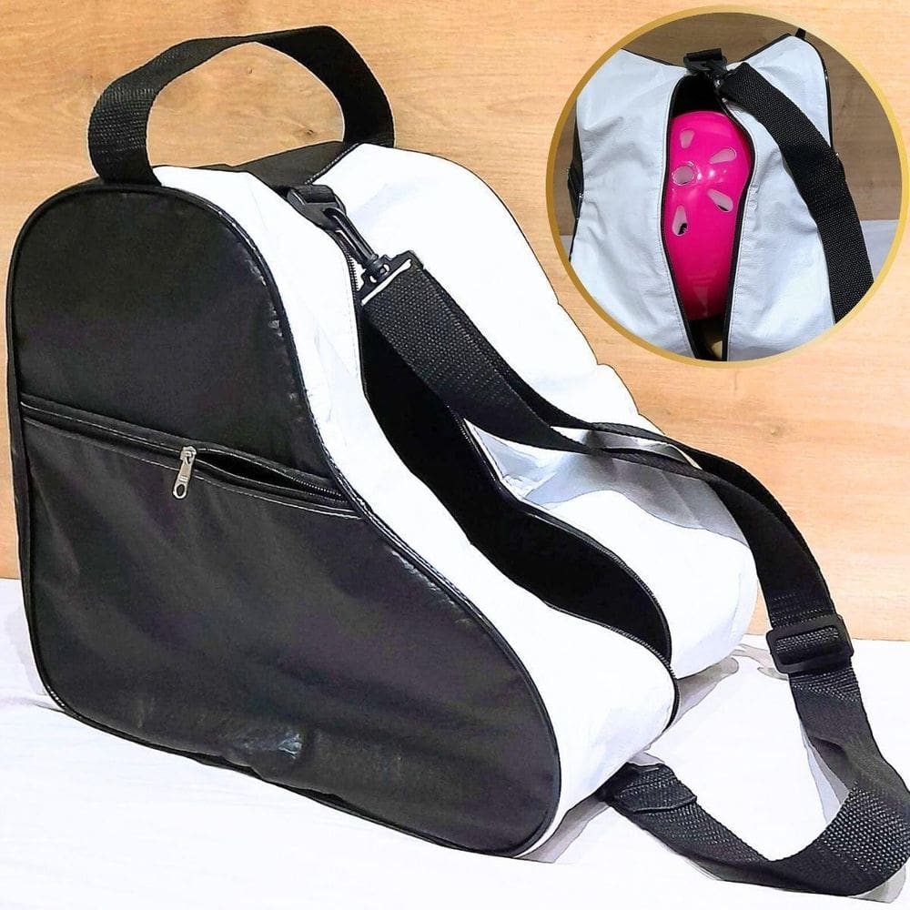 Mochila Para Patins Quad Inline Bolsa Courino Preta / Branca
