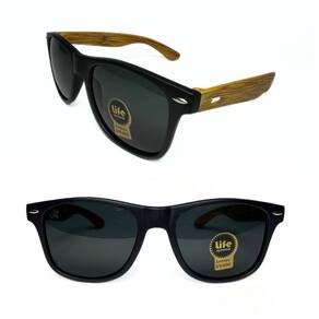 Óculos Sol Masculino Feminino Life Smiles Preto Retangular