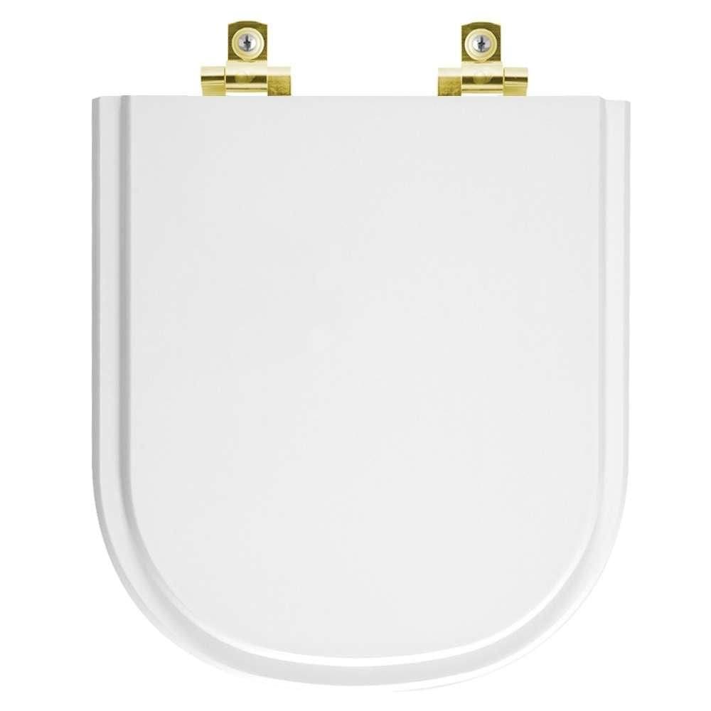 Assento Sanitário Soft Close Flox Branco para vaso Fiori com Ferragem Dourada