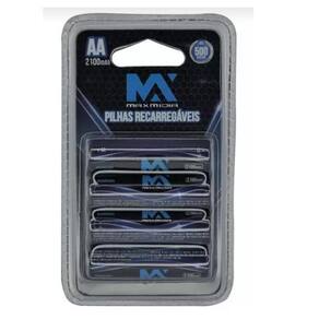 Pilha Recarregavel Aa 2100Mah 4 Unidades Com - Maxmidia