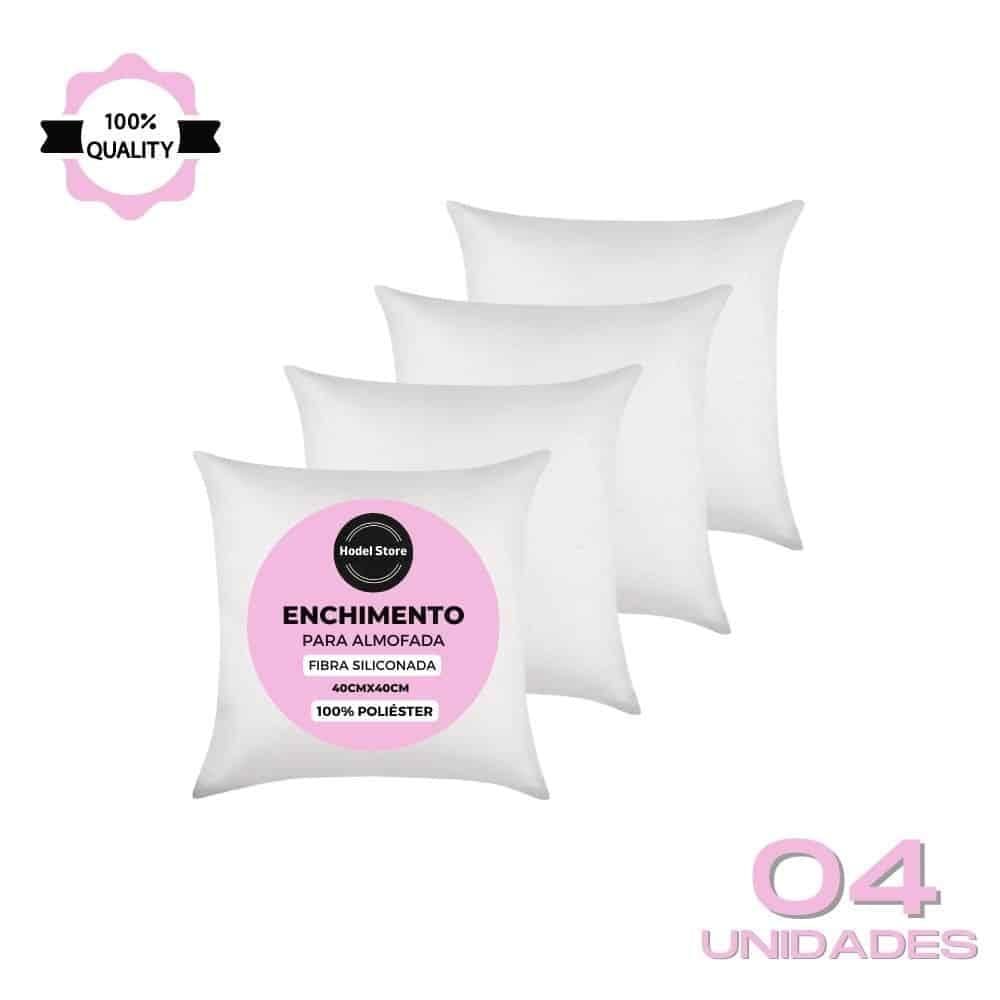 Kit 4 Refil Enchimento 40X40 Almofada Fibra Siliconada 250G