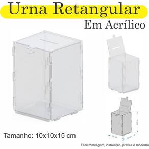 Urna Acrilico Sorteio Caixa Sugestão Retangular 15 X 10 Cm