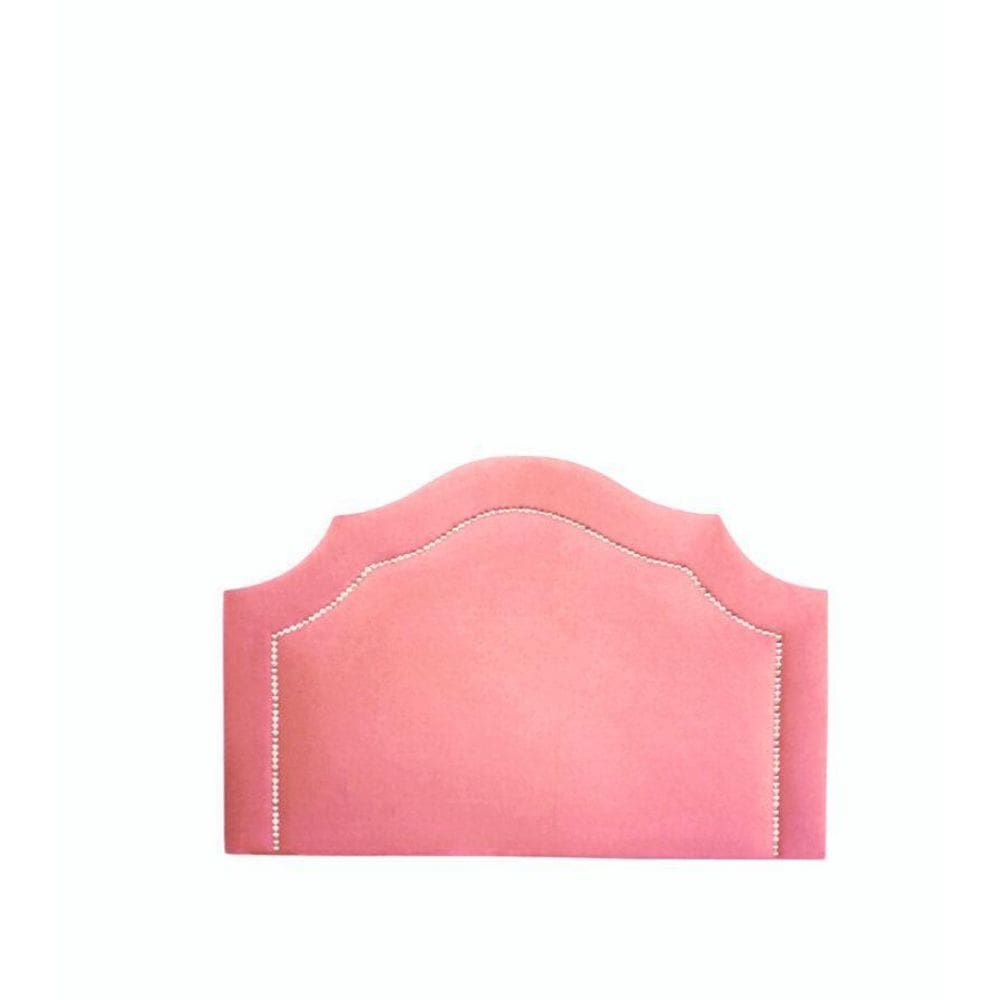 Cabeceira Provençal Deluxe Em Veludo Rosê Com Tachas Prata