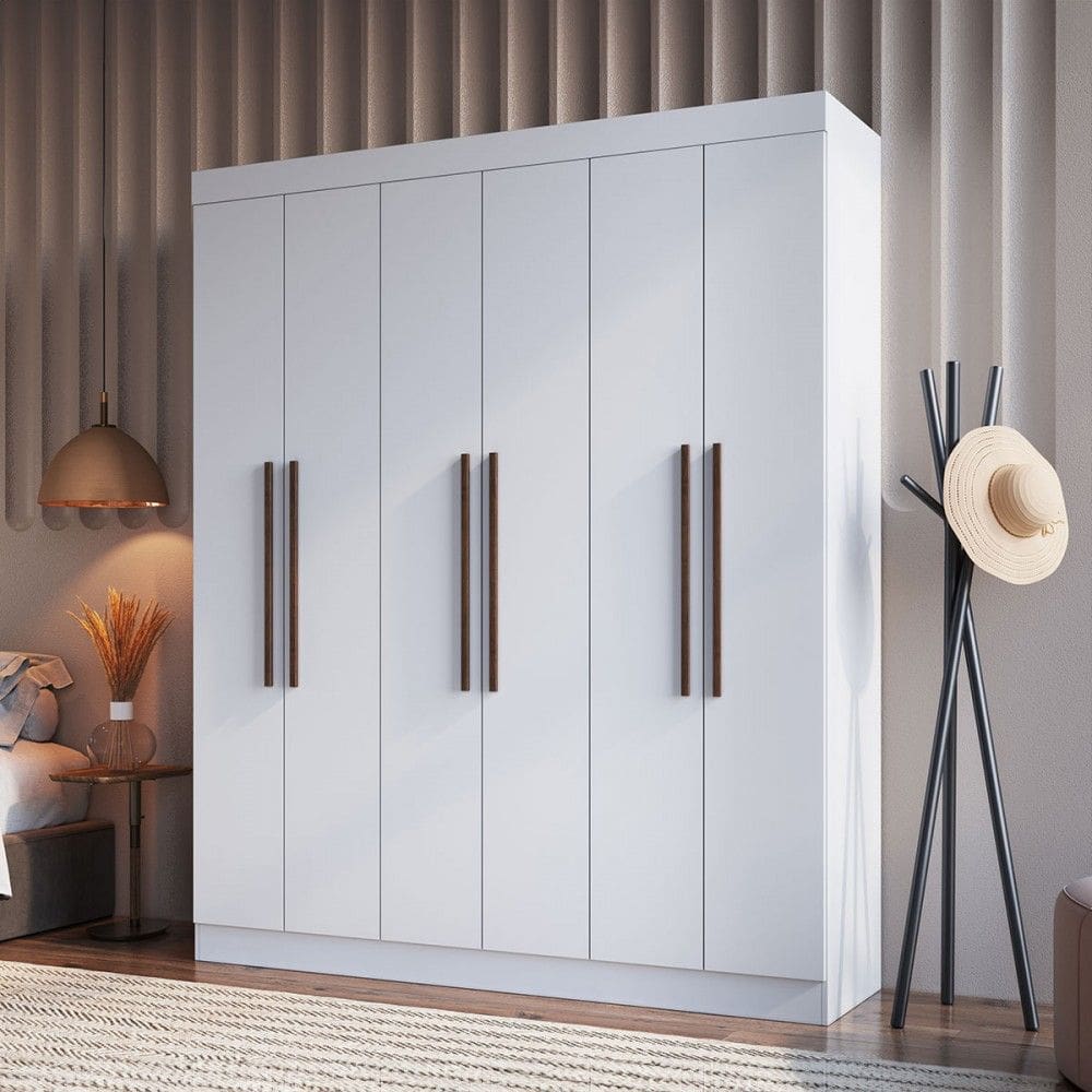 Guarda-Roupa Casal New York 6 Portas 2 Gavetas 100% Mdf Branco - Doripel