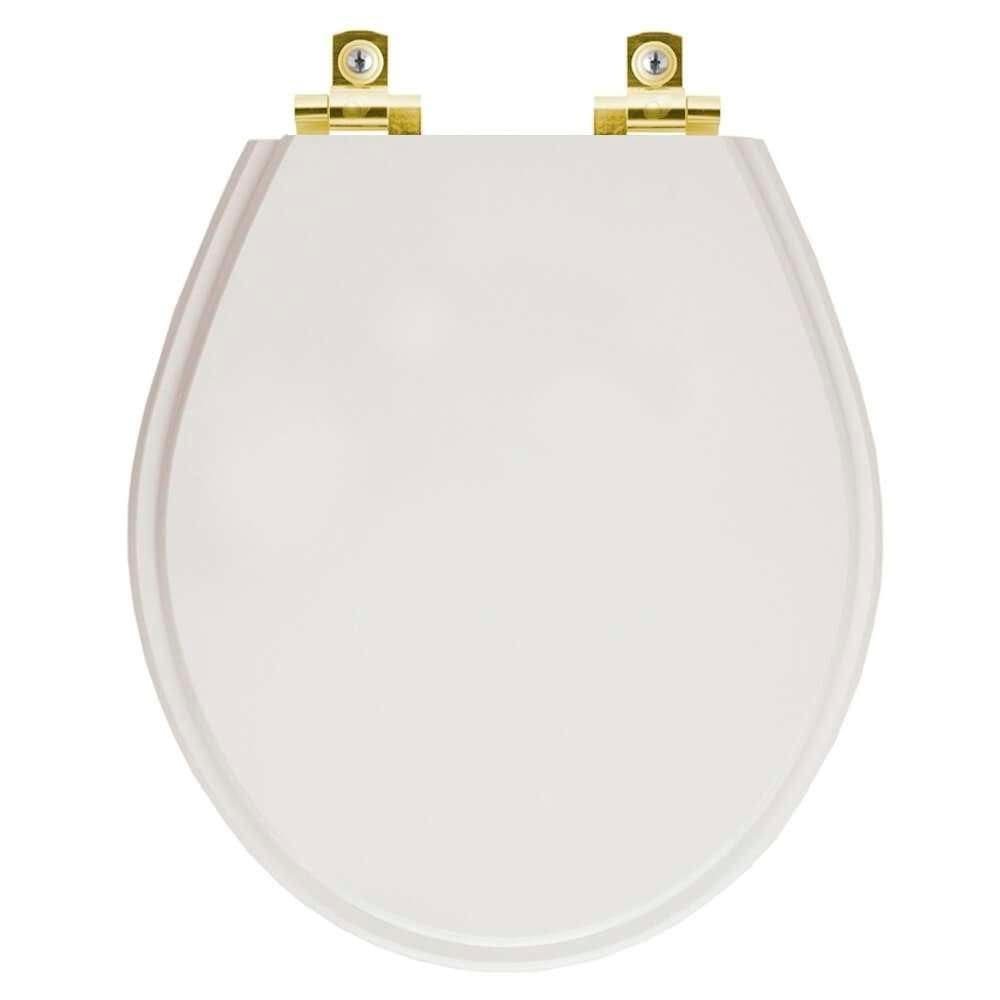 Assento Sanitário Soft Close Ravena Cinza Real para vaso Deca com Ferragem Dourada