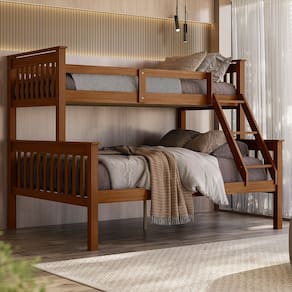 Beliche Com Cama De Casal  e Solteiro De Madeira Merk Moveis