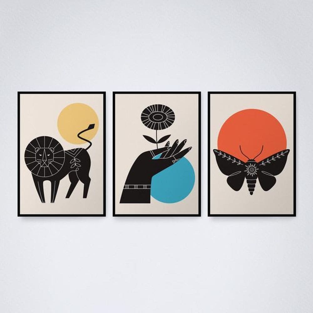 Quadro Decorativo Abstrato Animais Tons Pasteis 30x20cm