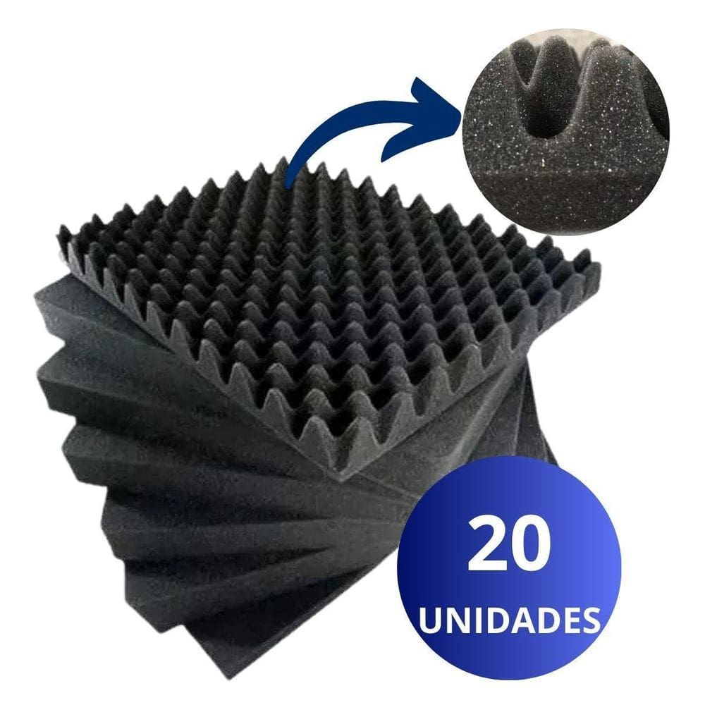 Kit 20Un Placas Esp. Acústica Modelo Caixa De Ovo Estúdio