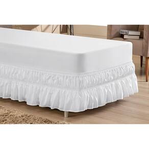 Saia Para Cama Box Solteiro Com Duplo Elástico - Branco