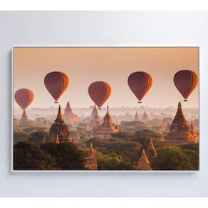 Quadro Decorativo Balões Sobre Bagan Mianmar Medidas 80x120 Cm Tipo De Impressão Vidro Acrílico