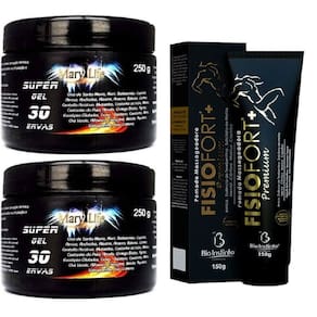 Kit 2 Pomada Massageadora Efeito Gelo Quente 250ml + 1 Pomada Fisio Power 150ml