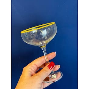 Unidade taça Cristal coquetel praline 180ml borda amarela
